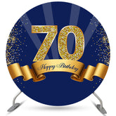 Marine Blau Golden Braun 70 Geburtstag Runden Hintergrund